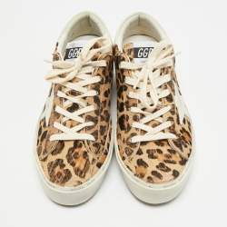 مملوكة مسبقًا Golden Goose Hi Star Size 39 Brown/White Leopard Print Calf Hair and Leather Lace Up Sneakers
