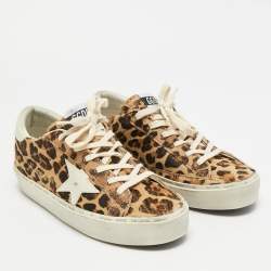 مملوكة مسبقًا Golden Goose Hi Star Size 39 Brown/White Leopard Print Calf Hair and Leather Lace Up Sneakers