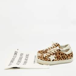 مملوكة مسبقًا Golden Goose Hi Star Size 39 Brown/White Leopard Print Calf Hair and Leather Lace Up Sneakers