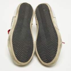 Pre Owned Golden Goose Super Star Size 37 Multicolor Glitter and Leather Lace Up Sneakers