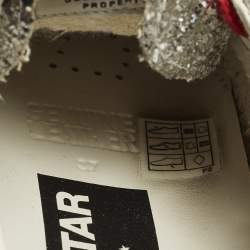 Pre Owned Golden Goose Super Star Size 37 Multicolor Glitter and Leather Lace Up Sneakers