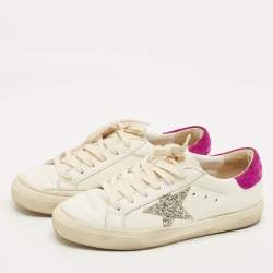 Pre Owned حذاء رياضي غولدن غوز جلد أبيض و سويد برباط GFDB/MAY مقاس 37