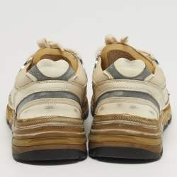 Pre Owned حذاء رياضي جولدن غوس داد ستار مقاس 38 قماش شبكي وزمخ أبيض/رمادي مع رباط