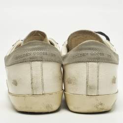 Pre Owned حذاء رياضي غولدن غوس سوبر ستار جلد أبيض ورمادي ورباط مقاس 37