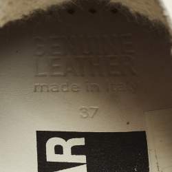 Pre Owned حذاء رياضي غولدن غوس سوبر ستار جلد أبيض ورمادي ورباط مقاس 37