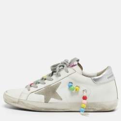 Pre Owned Golden Goose Super Star Size 37 White Leather Low Top Sneakers