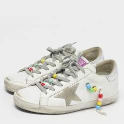 مملوكة مسبقًا Golden Goose Super Star Size 37 White Leather Low Top Sneakers