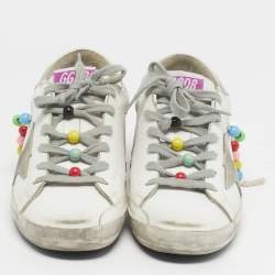 مملوكة مسبقًا Golden Goose Super Star Size 37 White Leather Low Top Sneakers