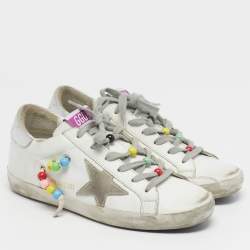 مملوكة مسبقًا Golden Goose Super Star Size 37 White Leather Low Top Sneakers