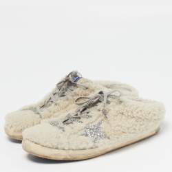 مملوكة مسبقًا حذاء رياضي غولدن غوس سوبر ستار صابوت برباط بفراء شيرلينج أوف وايت مقاس 40