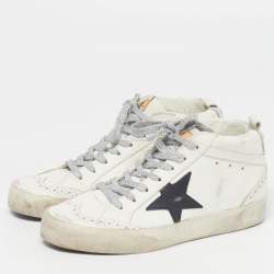 Pre Owned Golden Goose Hi Star Size 37 White Leather Lace Up Sneakers