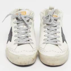 Pre Owned Golden Goose Hi Star Size 37 White Leather Lace Up Sneakers