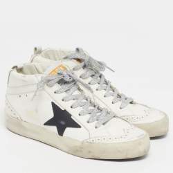 Pre Owned Golden Goose Hi Star Size 37 White Leather Lace Up Sneakers