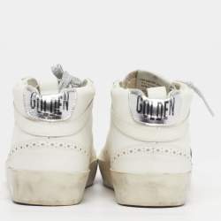Pre Owned Golden Goose Hi Star Size 37 White Leather Lace Up Sneakers