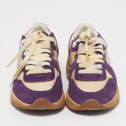 Pre Owned Golden Goose Running Sole Size 35 Two Tone Nylon Suede Lace Up Sneakers