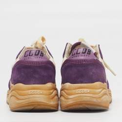 Pre Owned Golden Goose Running Sole Size 35 Two Tone Nylon Suede Lace Up Sneakers