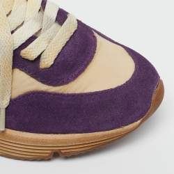 Pre Owned Golden Goose Running Sole Size 35 Two Tone Nylon Suede Lace Up Sneakers