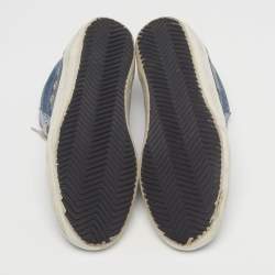 Pre Owned Golden Goose Midstar Size 37 Blue/Grey Glitter and Suede Lace Up Sneakers