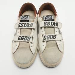 Pre Owned Golden Goose Old school Size 37 White/Red Glitter Leather Low Top Sneakers