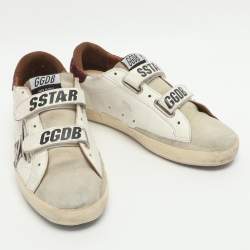 Pre Owned Golden Goose Old school Size 37 White/Red Glitter Leather Low Top Sneakers