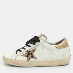 Pre Owned Golden Goose Superstar Size 38 White Calf Hair Leather Low Top Sneakers