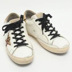 Pre Owned Golden Goose Superstar Size 38 White Calf Hair Leather Low Top Sneakers