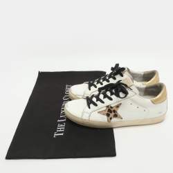 Pre Owned Golden Goose Superstar Size 38 White Calf Hair Leather Low Top Sneakers