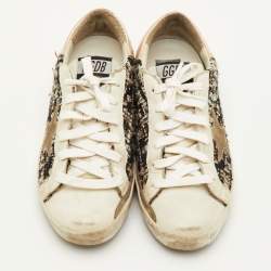 Pre Owned Golden Goose Super Star Size 39 Multicolor Leather and Tweed Low Top Sneakers