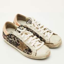 Pre Owned Golden Goose Super Star Size 39 Multicolor Leather and Tweed Low Top Sneakers