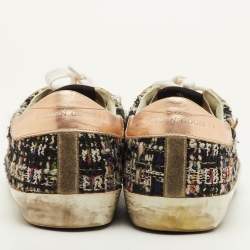 Pre Owned Golden Goose Super Star Size 39 Multicolor Leather and Tweed Low Top Sneakers