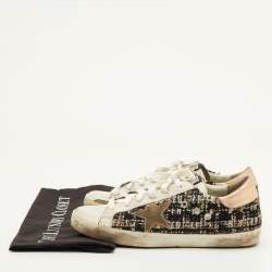 Pre Owned Golden Goose Super Star Size 39 Multicolor Leather and Tweed Low Top Sneakers