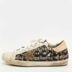 Pre Owned Golden Goose Super Star Size 39 Multicolor Leather and Tweed Low Top Sneakers