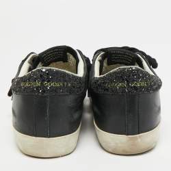 Pre Owned Golden Goose Super Star Size 37 Black Leather and Suede Lace Up Sneakers