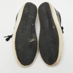 Pre Owned Golden Goose Super Star Size 37 Black Leather and Suede Lace Up Sneakers