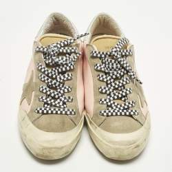 Pre Owned Golden Goose Superstar Size 41 Tricolor Leather and Suede Lace Up Sneakers