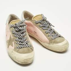 Pre Owned Golden Goose Superstar Size 41 Tricolor Leather and Suede Lace Up Sneakers