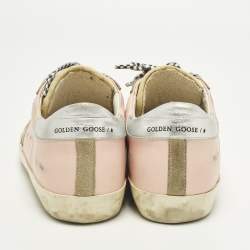 Pre Owned Golden Goose Superstar Size 41 Tricolor Leather and Suede Lace Up Sneakers