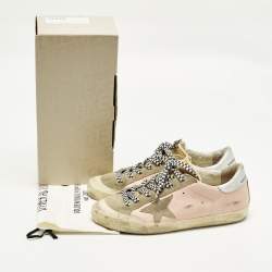 Pre Owned Golden Goose Superstar Size 41 Tricolor Leather and Suede Lace Up Sneakers