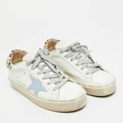 Pre Owned Golden Goose Hi Star Size 35 White/Brown Calf Hair and Leather Low Top Sneakers