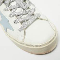 Pre Owned Golden Goose Hi Star Size 35 White/Brown Calf Hair and Leather Low Top Sneakers