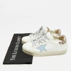 Pre Owned Golden Goose Hi Star Size 35 White/Brown Calf Hair and Leather Low Top Sneakers
