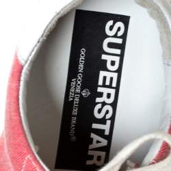 Pre Owned Golden Goose Pink Canvas and Leather Distressed Low Top Sneakers Size 37