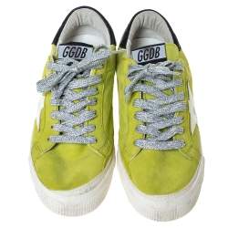 Pre Owned Golden Goose Yellow Suede Leather Superstar Lace Up Sneakers Size 37