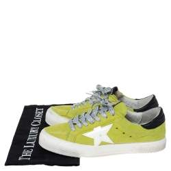 Pre Owned Golden Goose Yellow Suede Leather Superstar Lace Up Sneakers Size 37