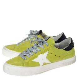 Pre Owned Golden Goose Yellow Suede Leather Superstar Lace Up Sneakers Size 37
