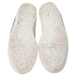 Pre Owned Golden Goose White/Grey Distressed Suede And Metallic Pony Hair May Lace Up Sneakers Size 38