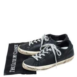Golden Goose Black Leather Perforated Star Low Top Sneakers Size 37