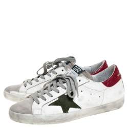  Golden Goose White Leather And Suede Superstar Lace Up Sneakers Size 41