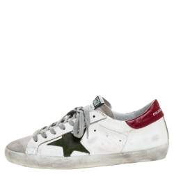  Golden Goose White Leather And Suede Superstar Lace Up Sneakers Size 41