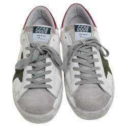  Golden Goose White Leather And Suede Superstar Lace Up Sneakers Size 41